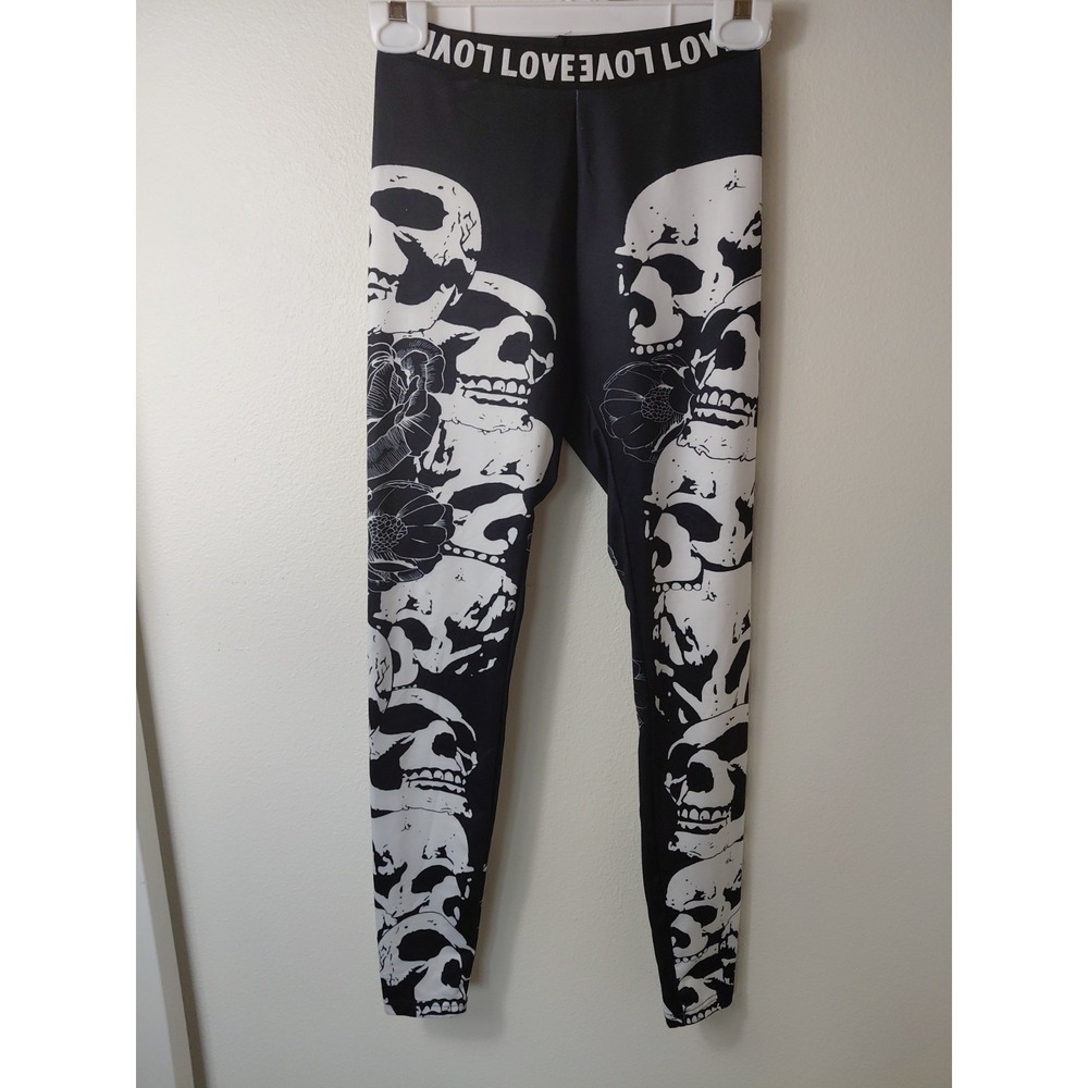 Women's Skull Leggings Great Condition Sz. XS Vamp Haloween Gorp Goth Retro